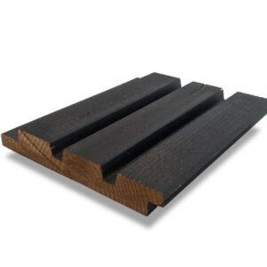 Naaldhout Thermowood triple zwart, geborsteld Essen, Houthandel Van Den Berg